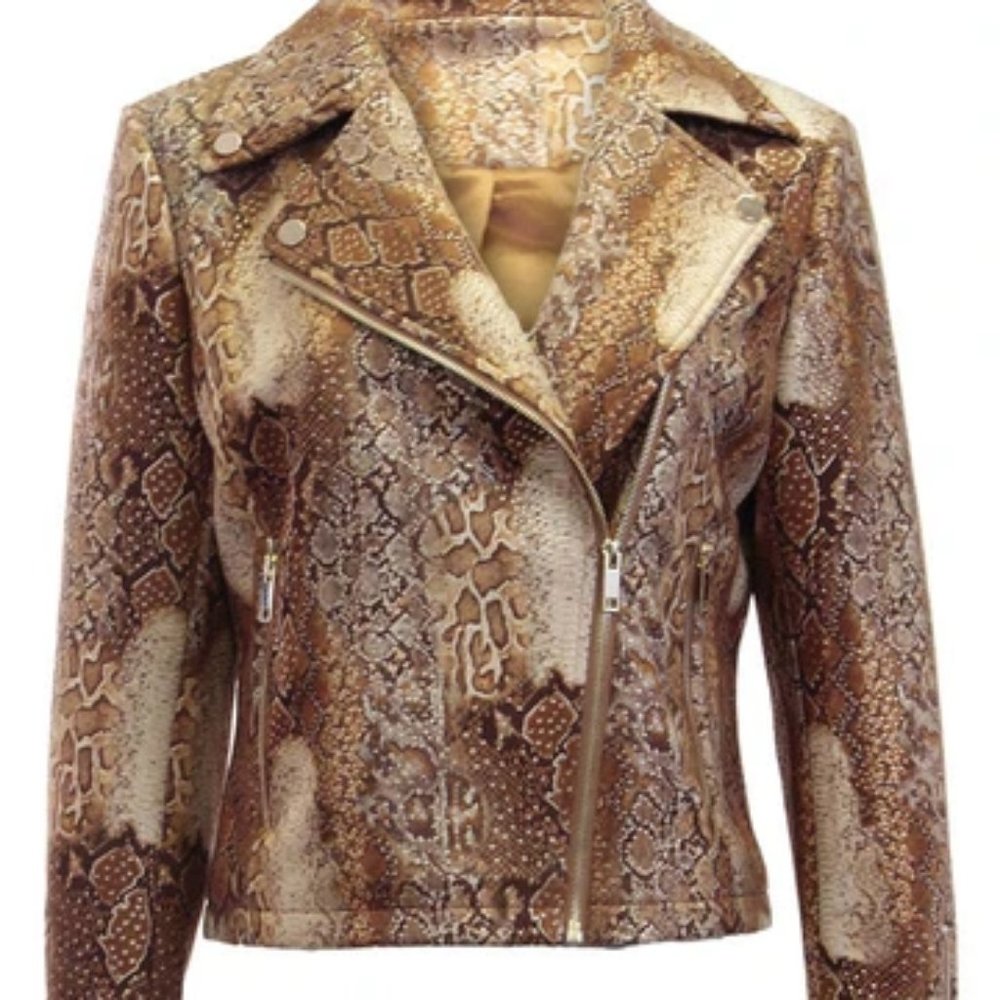 DOLCE CABO WOMEN'S FAUX SNAKE MOTO JACKET #74894